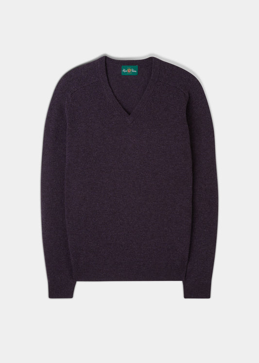 Kilsyth Men's Lambswool Jumper in Elderberry