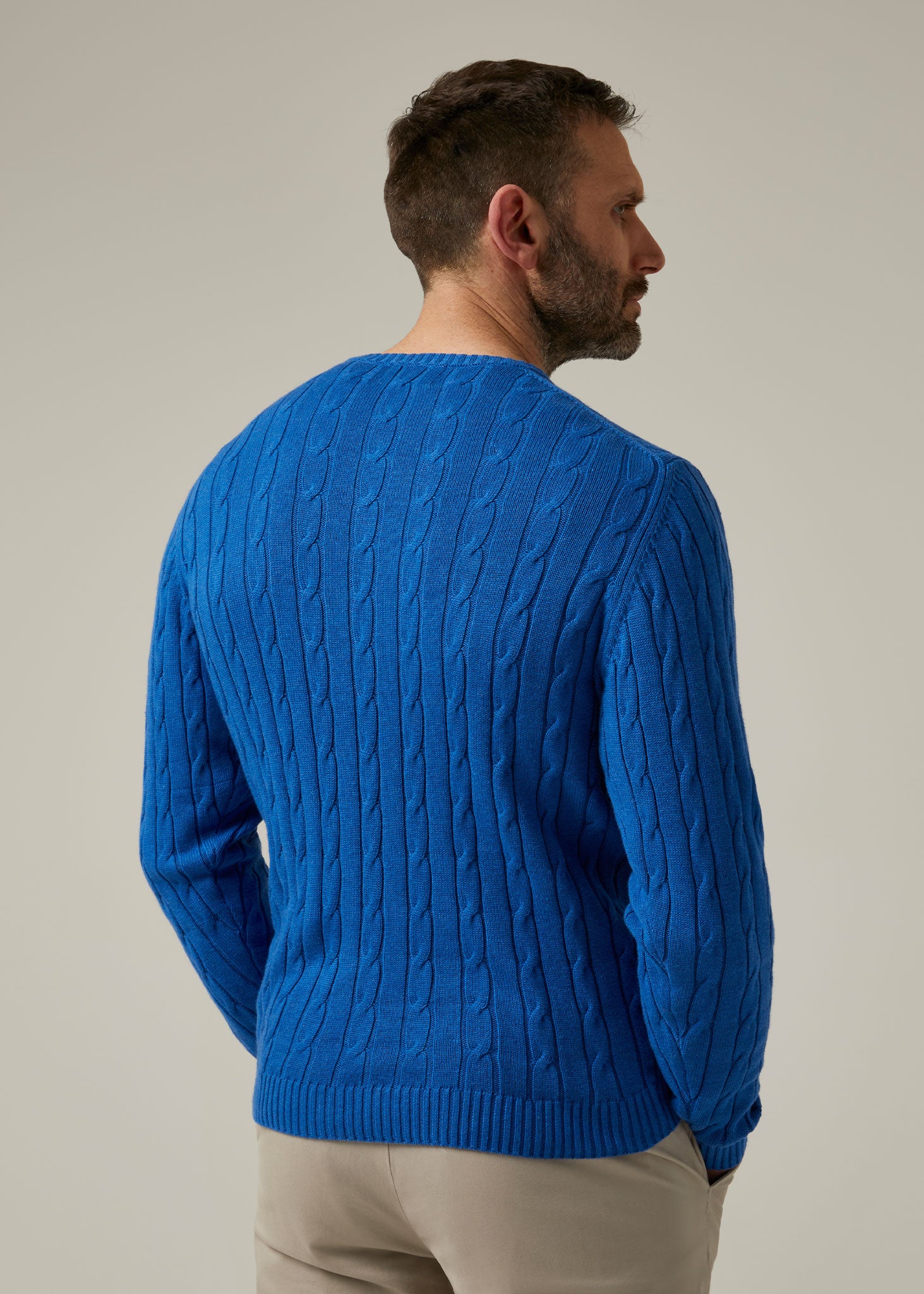 Honley Cotton Cashmere Cable Knit Jumper In Regatta