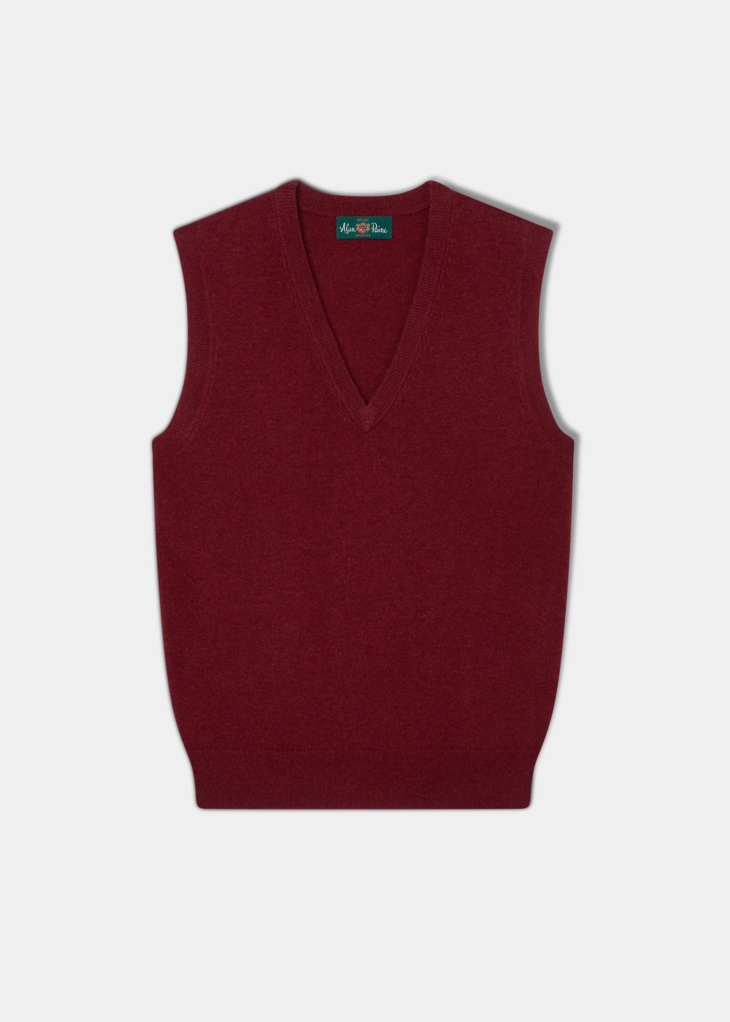Erin Luxury Vee Neck Fair Isle Tank Top in Berry