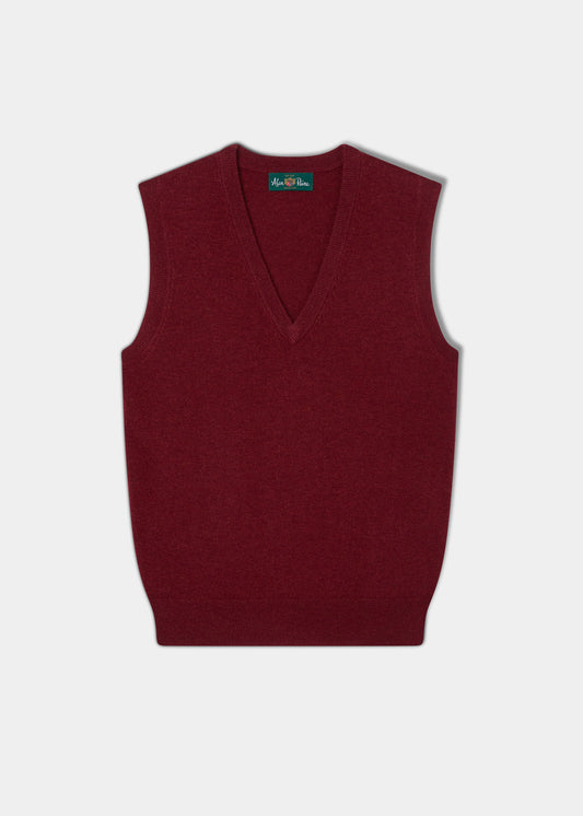 Erin Luxury Vee Neck Fair Isle Tank Top in Berry