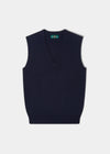 Erin Luxury Vee Neck Fair Isle Tank Top in Dark Navy
