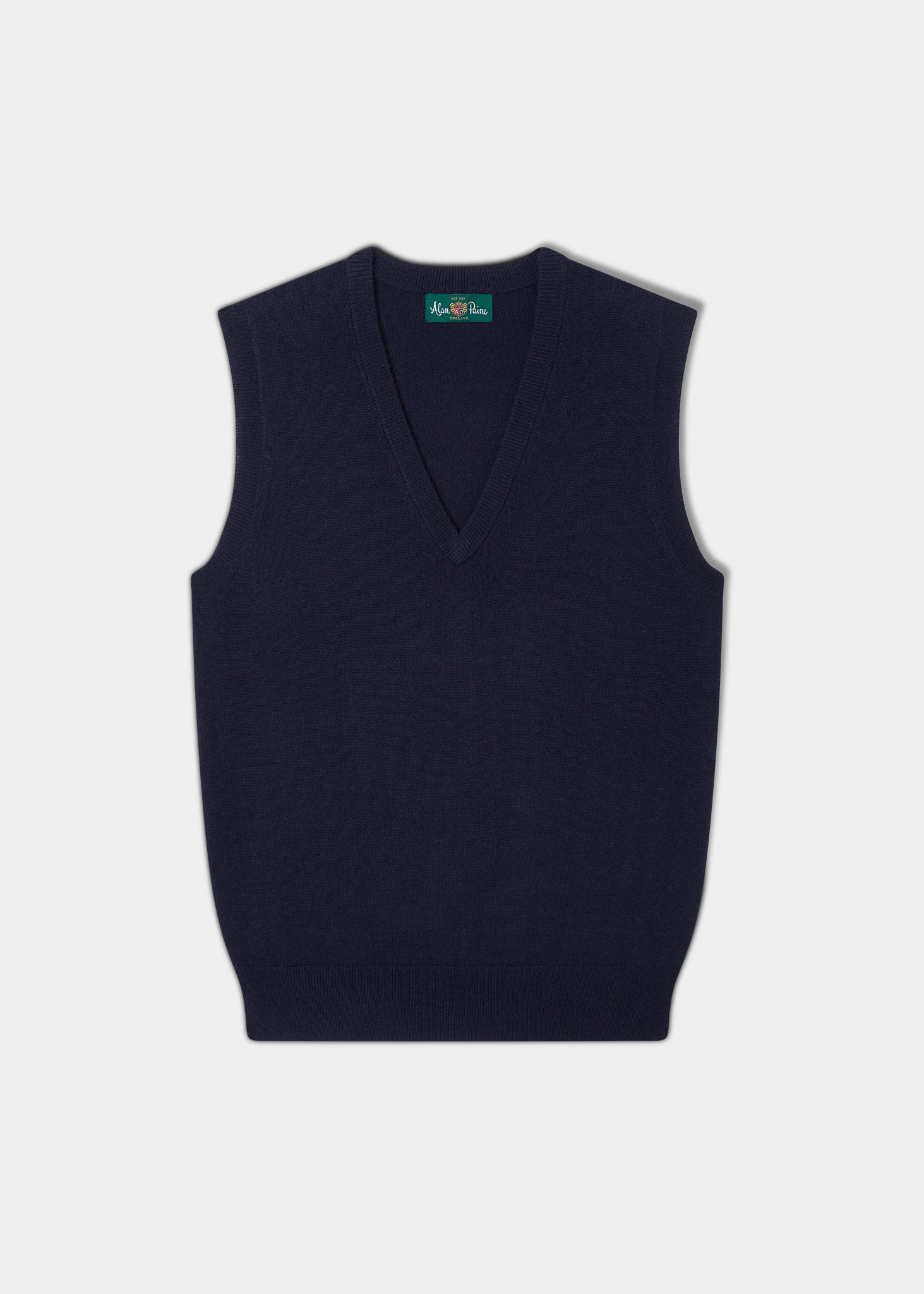 Erin Luxury Vee Neck Fair Isle Tank Top in Dark Navy