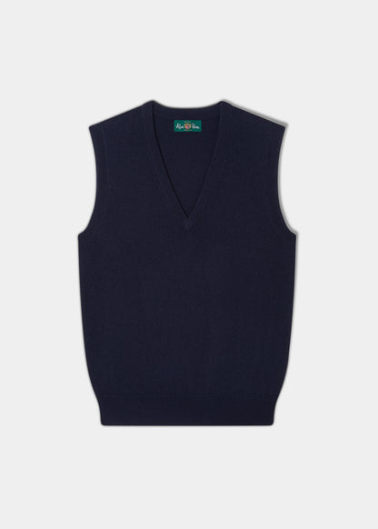 Erin Luxury Vee Neck Fair Isle Tank Top in Dark Navy