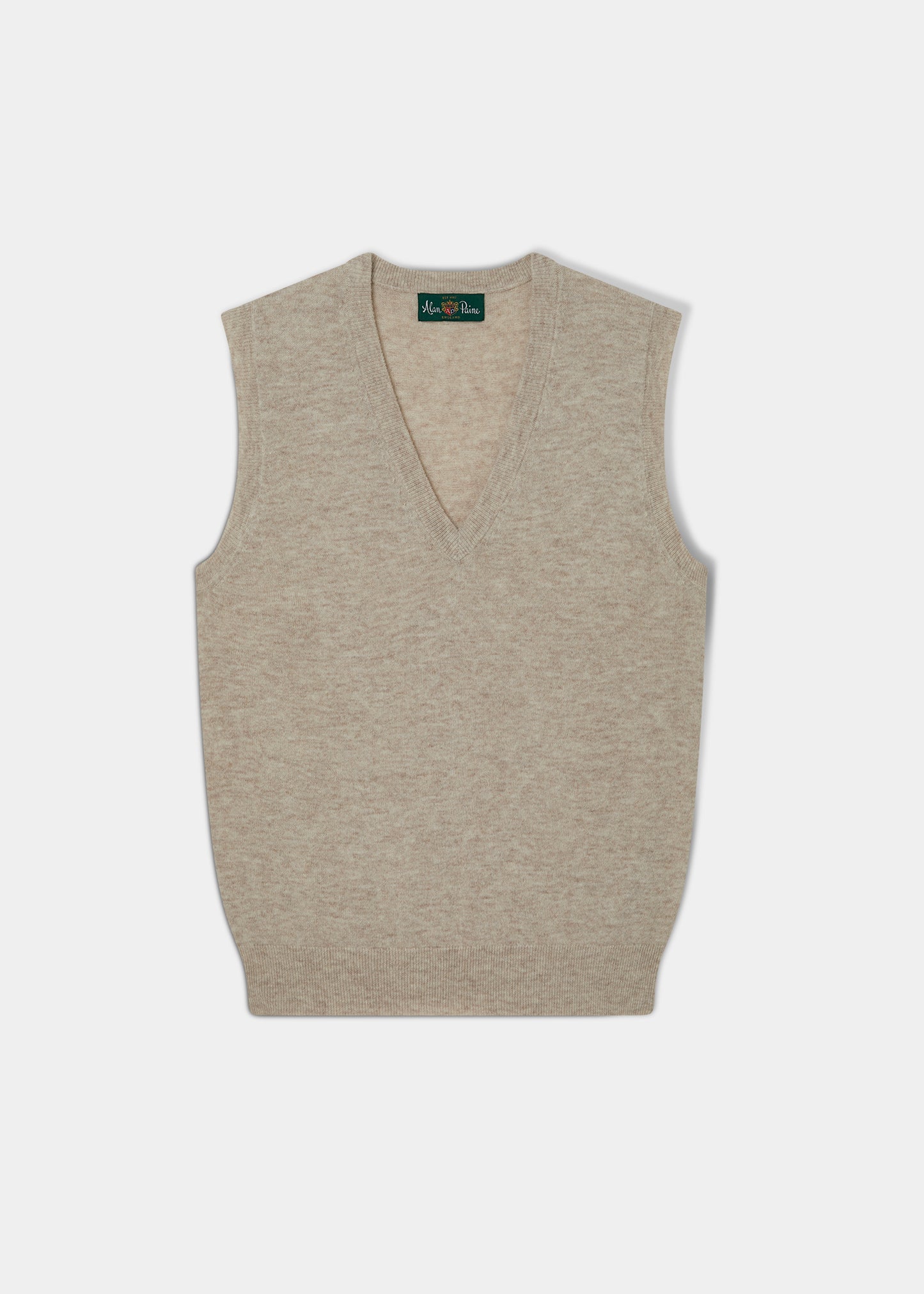 Erin Luxury Vee Neck Fair Isle Tank Top in Porridge