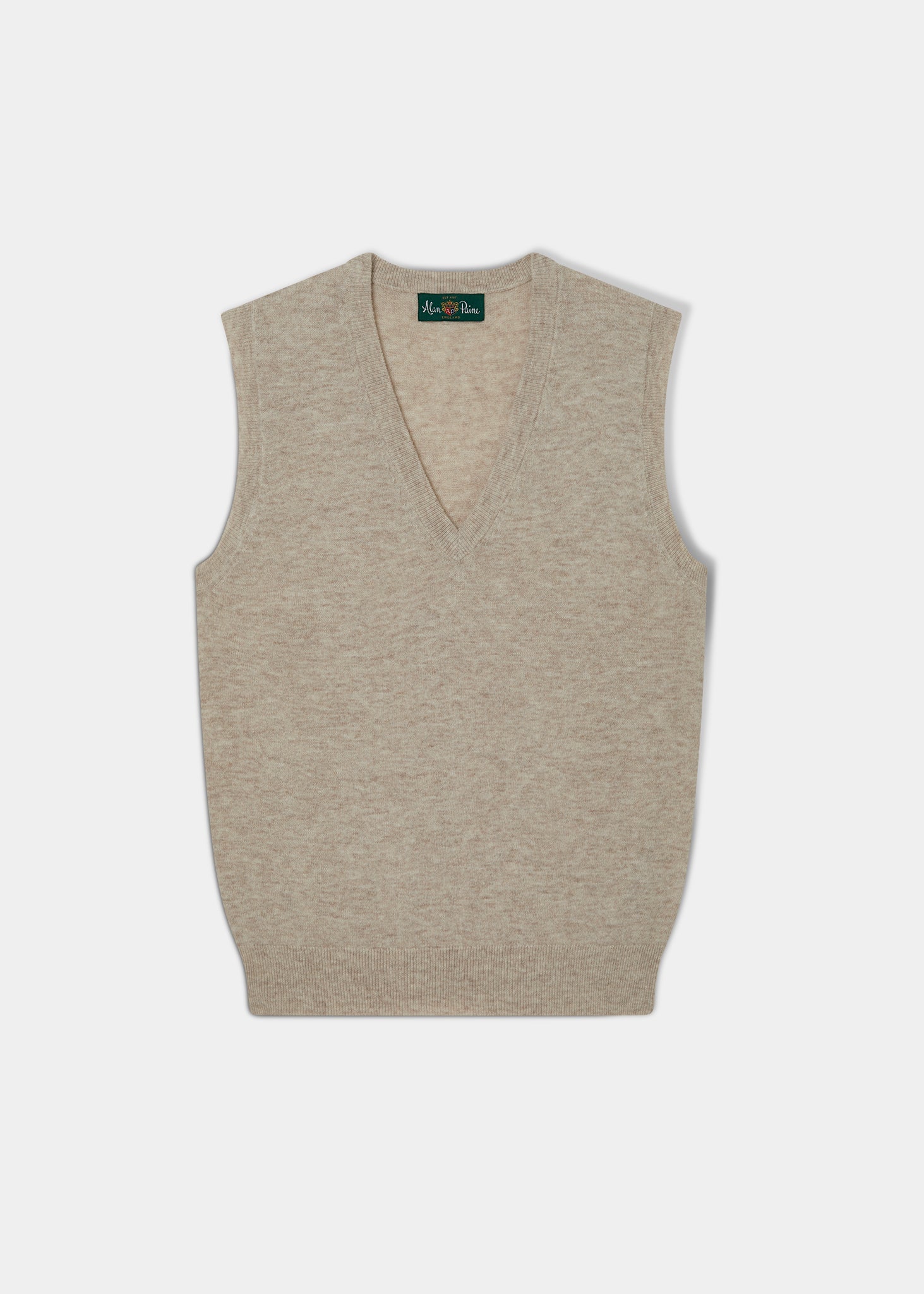 Erin Luxury Vee Neck Fair Isle Tank Top in Porridge