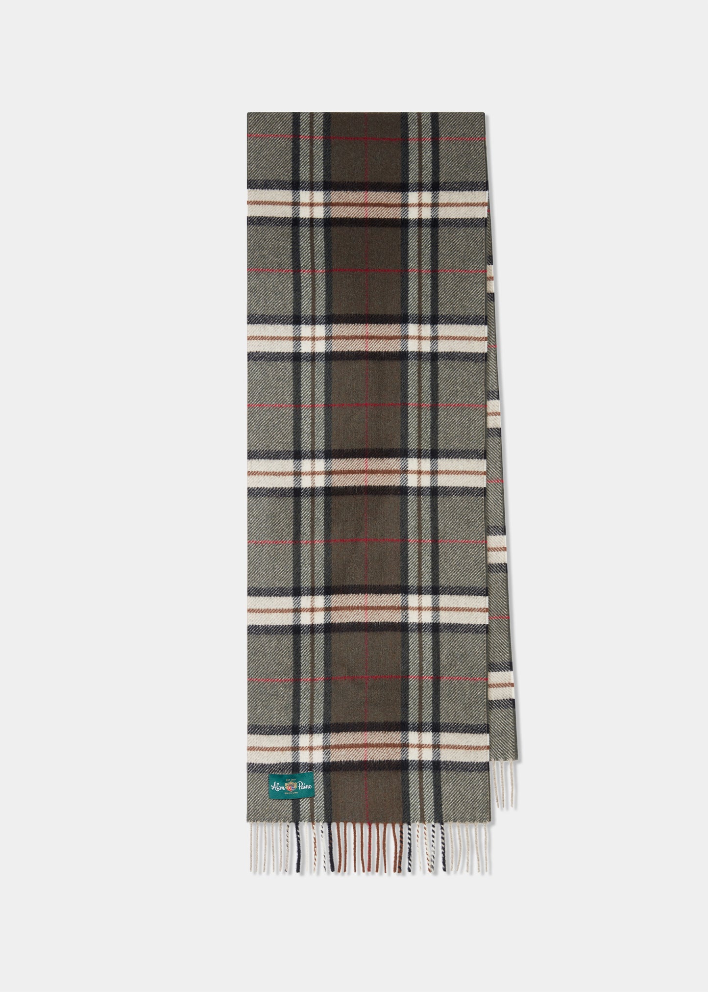 Horden Tartan Plaid Luxury Wool Scarf In Olive
