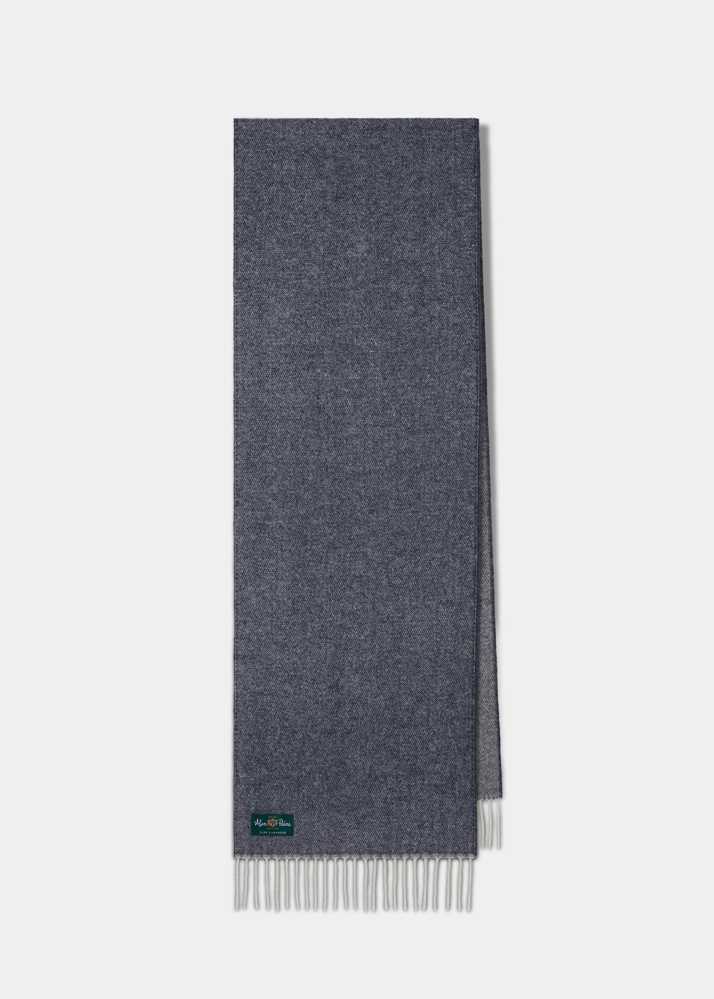 Tackley Two Colour Reversible Cashmere Scarf in Indigo and Grey Mix