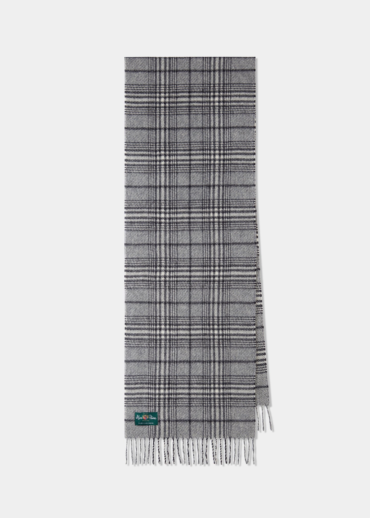 Bower Dogtooth Plaid Cashmere Scarf In Charcoal