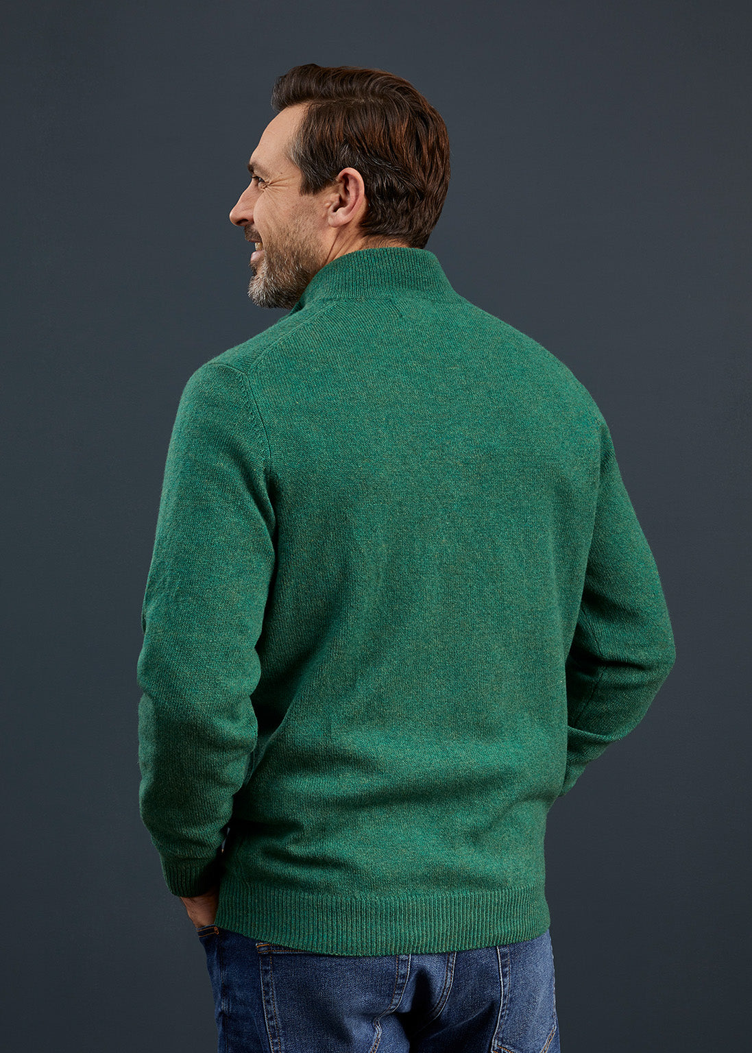 Men's Lambswool 1/4 Zip Jumper in Forest