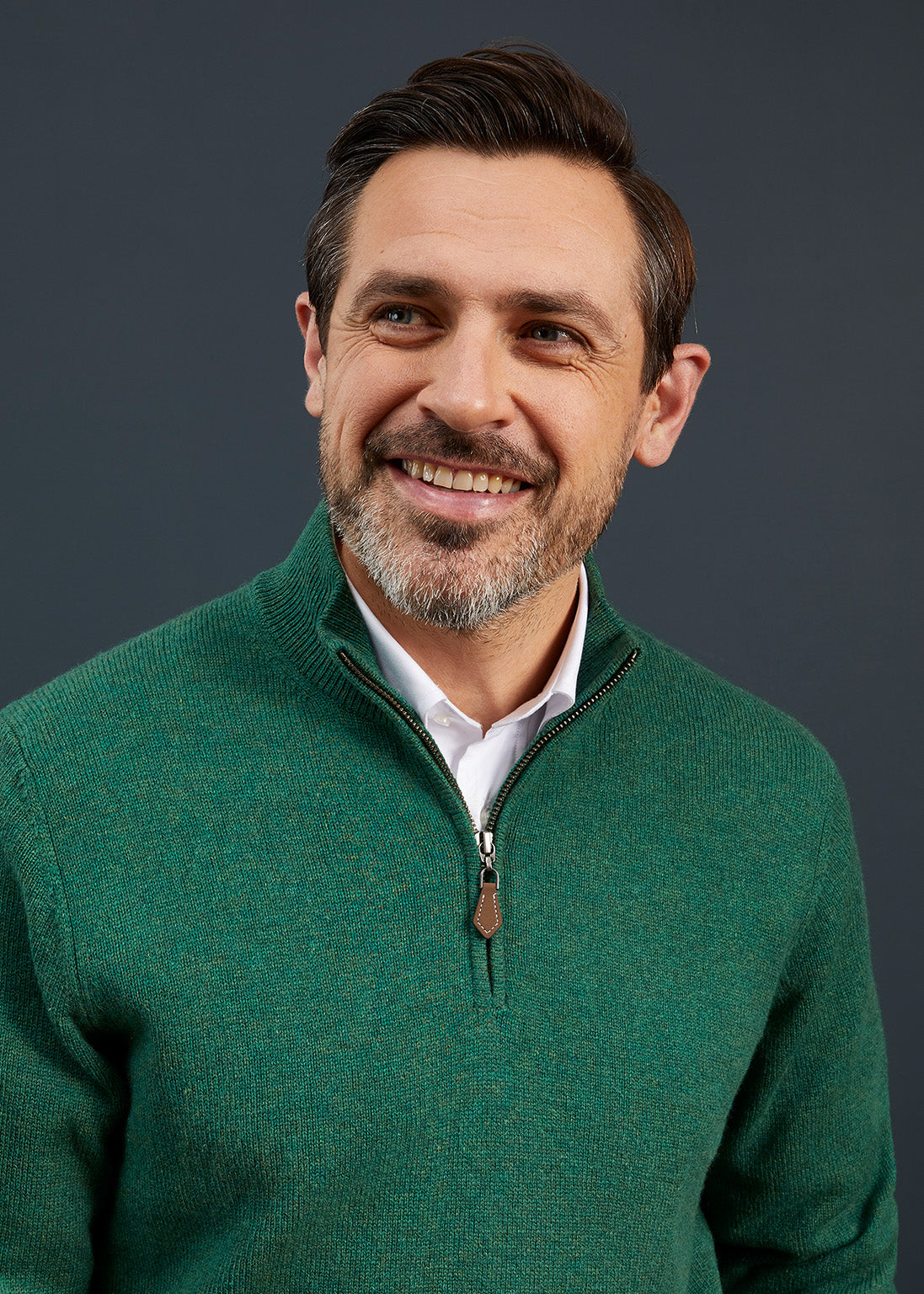 Men's Lambswool 1/4 Zip Jumper in Forest