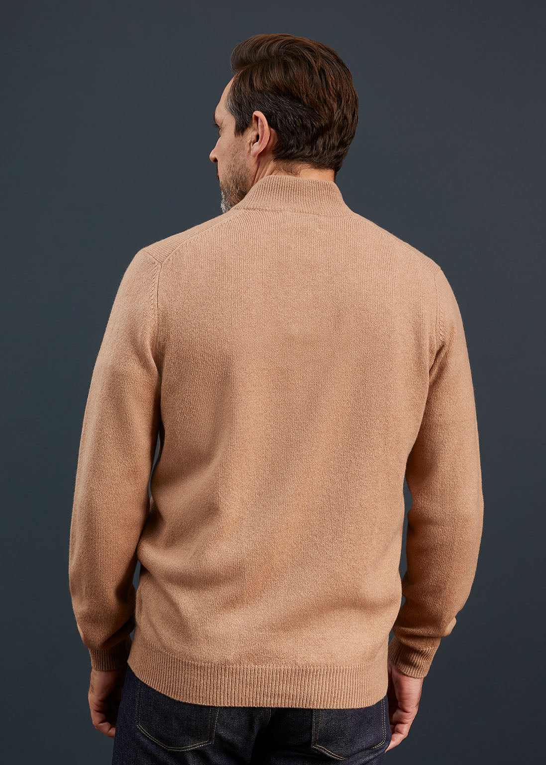 Men's Lambswool 1/4 Zip Jumper in Sand 