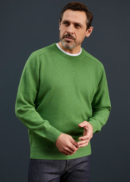 Men's Lambswool Crew Neck Jumper in Green