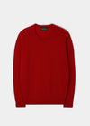 Men's Lambswool Crew Neck Jumper in Tartan Scarlet
