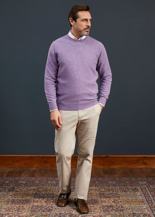 Men's Geelong Lambswool Crew Neck Jumper In Purple Heat