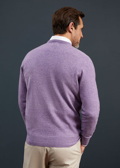 Men's Geelong Lambswool Crew Neck Jumper In Purple Heat