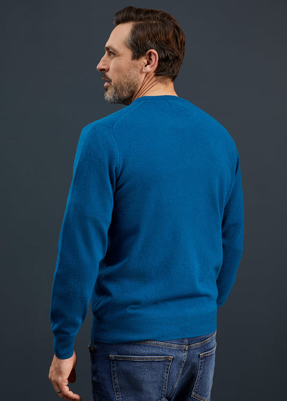 Men's Geelong Lambswool Crew Neck Jumper In Teal 