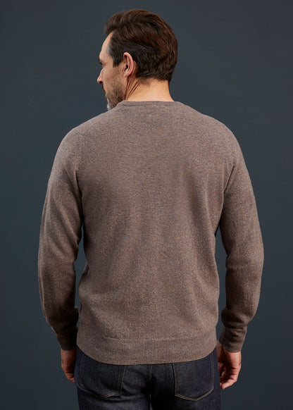 Men's Geelong Lambswool Crew Neck Jumper In Tobacco