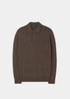 Men's Geelong Lambswool Long Sleeve Polo Shirt in Tobacco