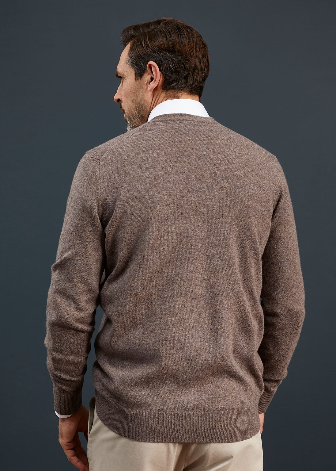 Men's Geelong Lambswool Cardigan in Tobacco