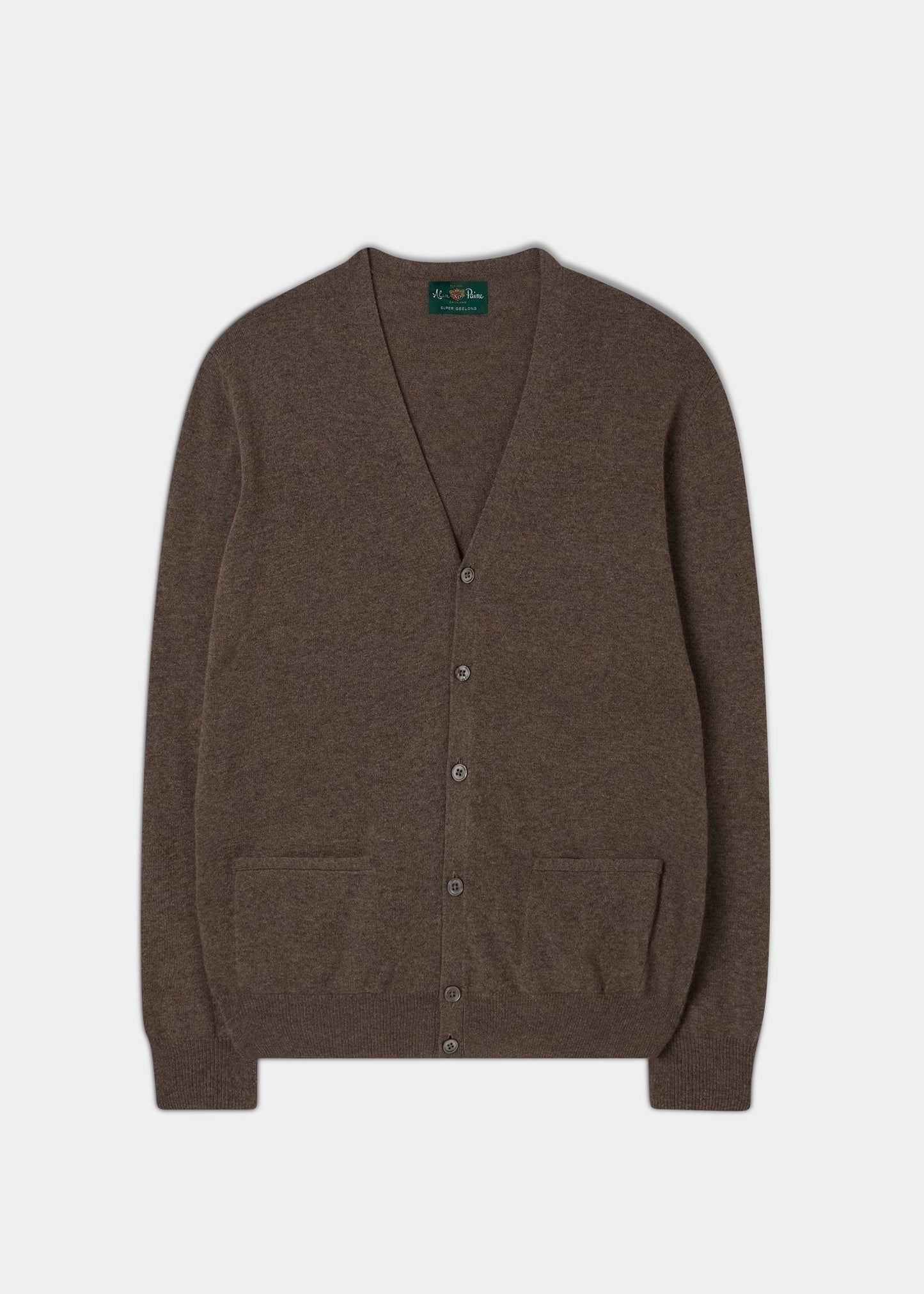 Men's Geelong Lambswool Cardigan in Tobacco