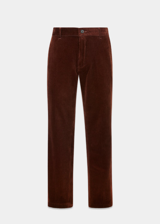 Men's Cotton Cord Trousers In Brown