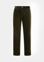 Men's Cotton Cord Trousers In Olive