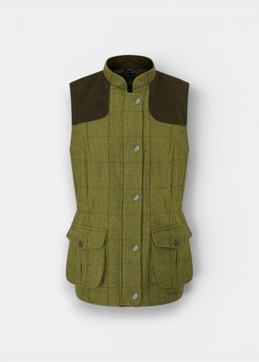 Rutland Ladies Tweed Water Repellent Gilet in Lichen  -  Regular Fit