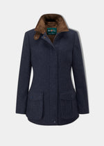 Surrey Ladies Tweed Coat In Blue 