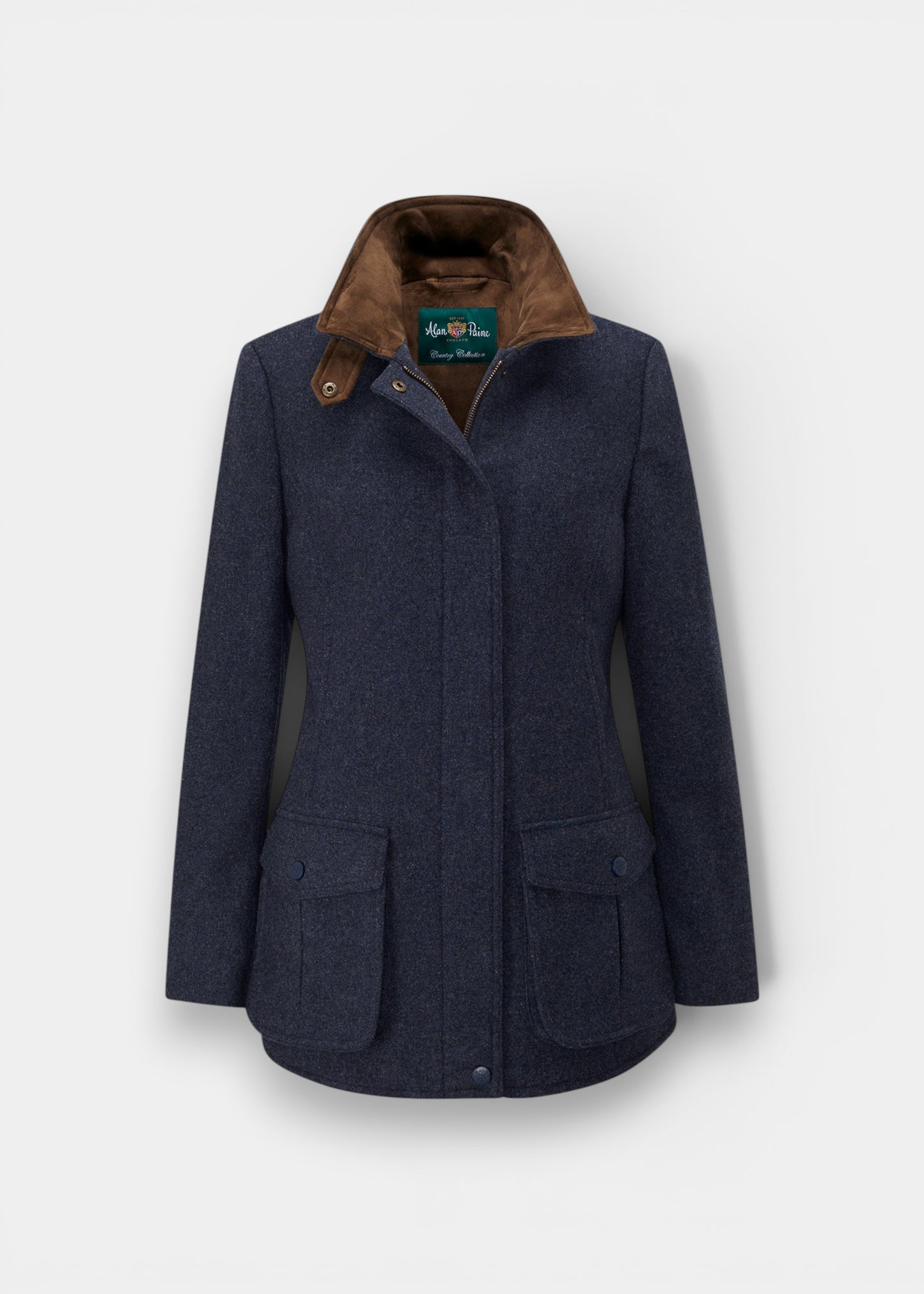 Surrey Ladies Tweed Water Repellent Coat in Blue  -  Regular Fit