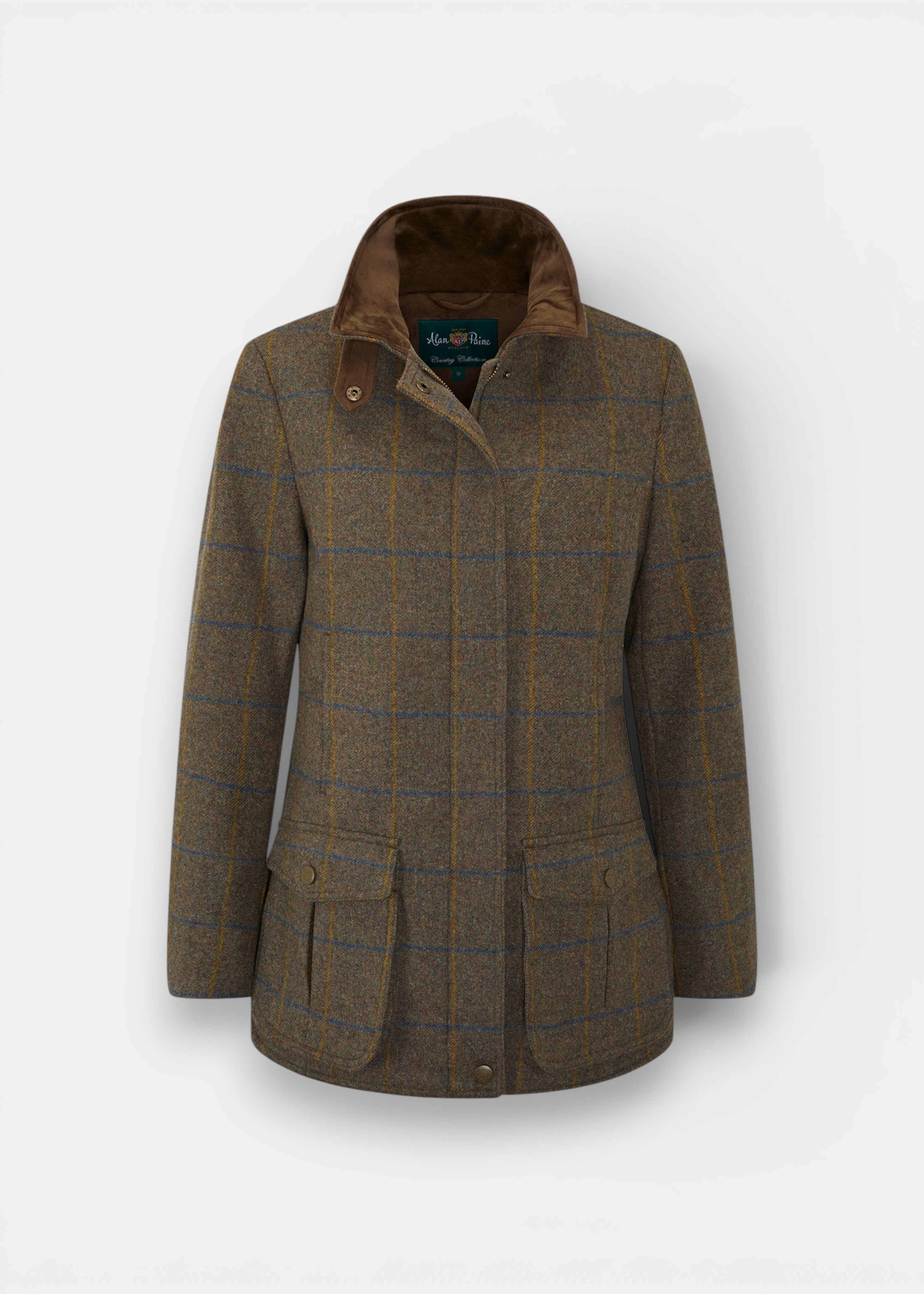 Surrey Ladies Tweed Coat In Clover – Alan Paine
