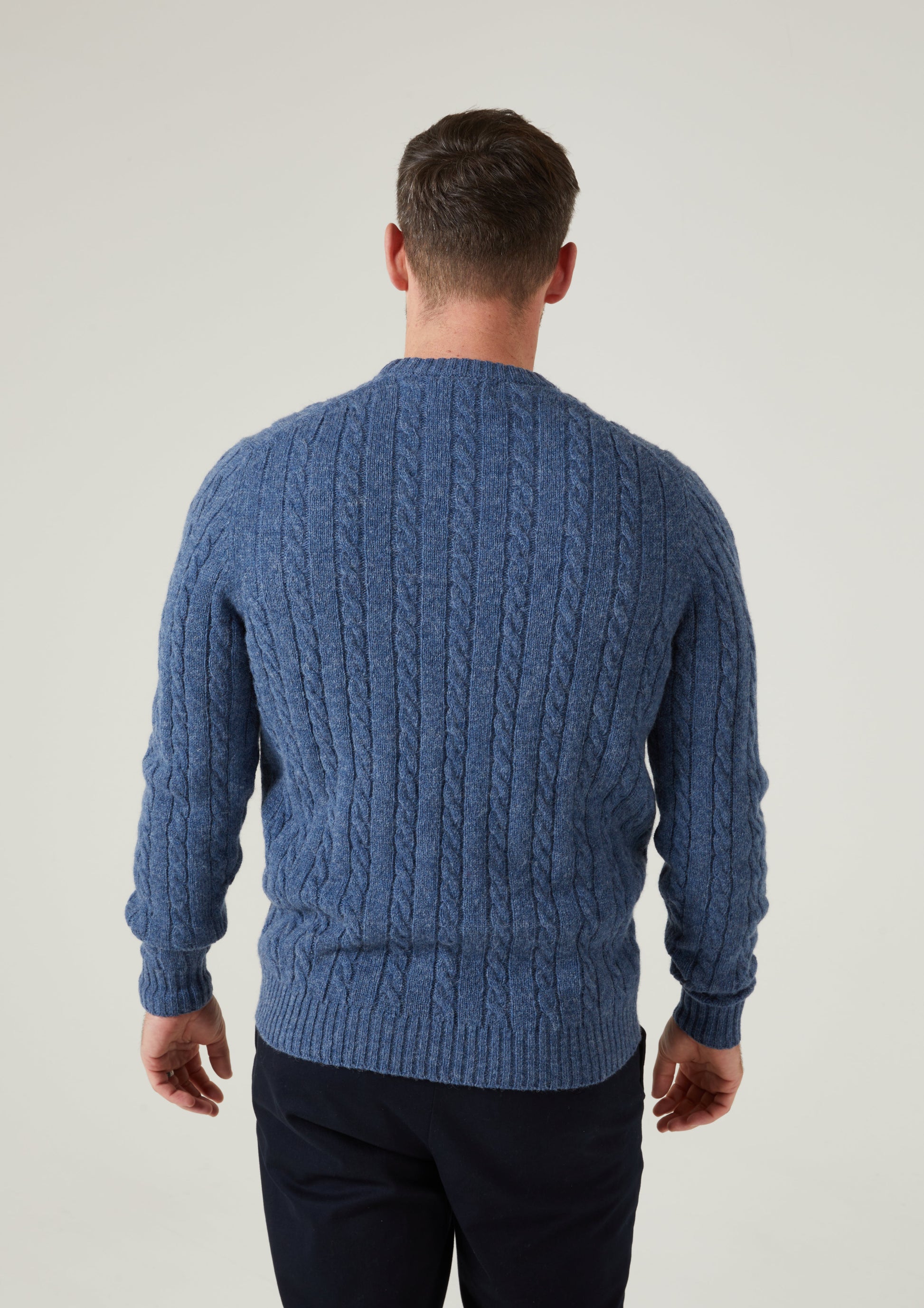 Ashkirk Supersoft Shetland Cable Indigo Jumper