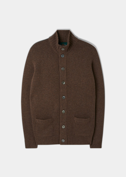 Landford Men's Lambswool Buttoned Jumper In Tobacco