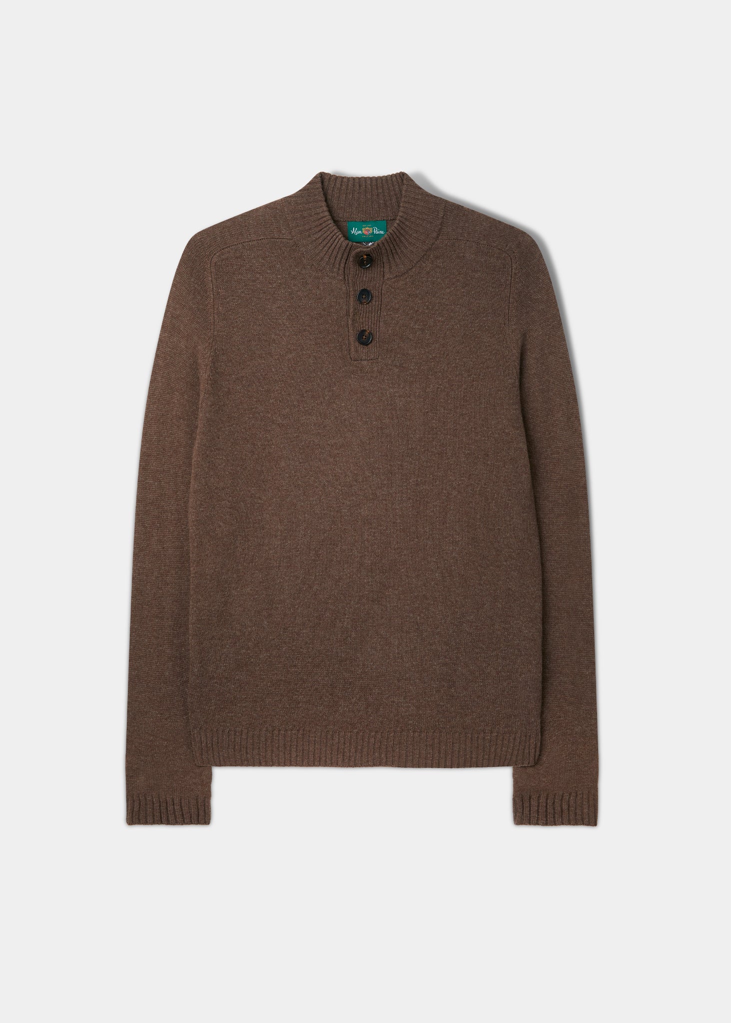 Ballyford Men's Half Button Mock Neck Jumper In Cocoa
