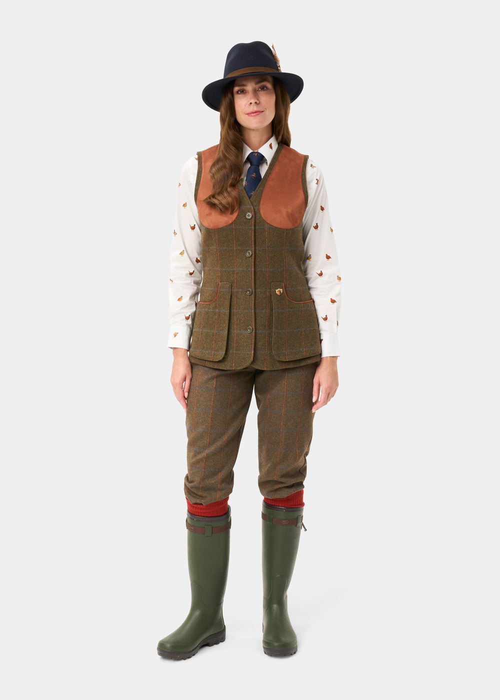 Combrook Ladies Tweed Water Repellent Shooting Waistcoat in Willow  -  Regular Fit