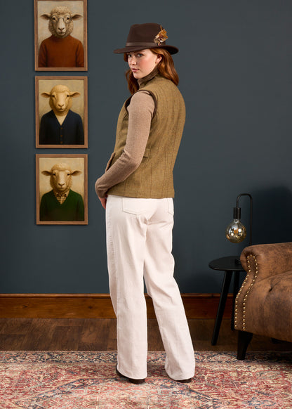 Combrook Ladies Tweed Gilet In Grove - Regular Fit