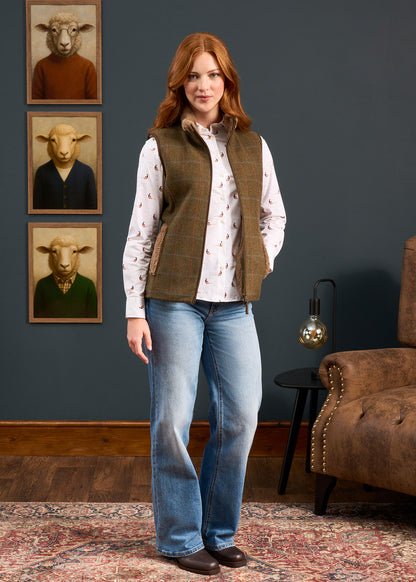 Combrook Ladies Tweed Gilet In Willow 
