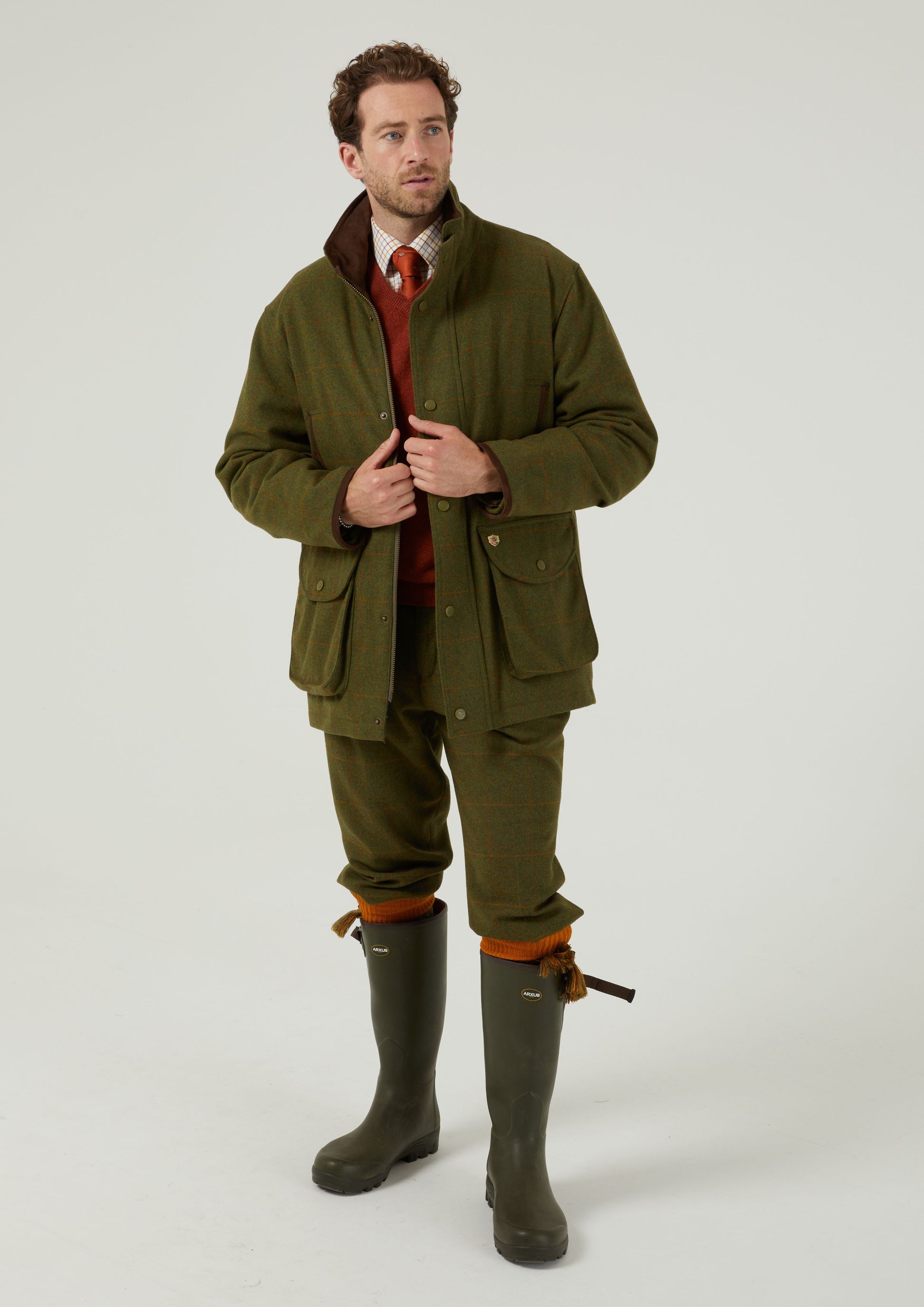 Combrook Men's Tweed Shooting Field Coat In Maple