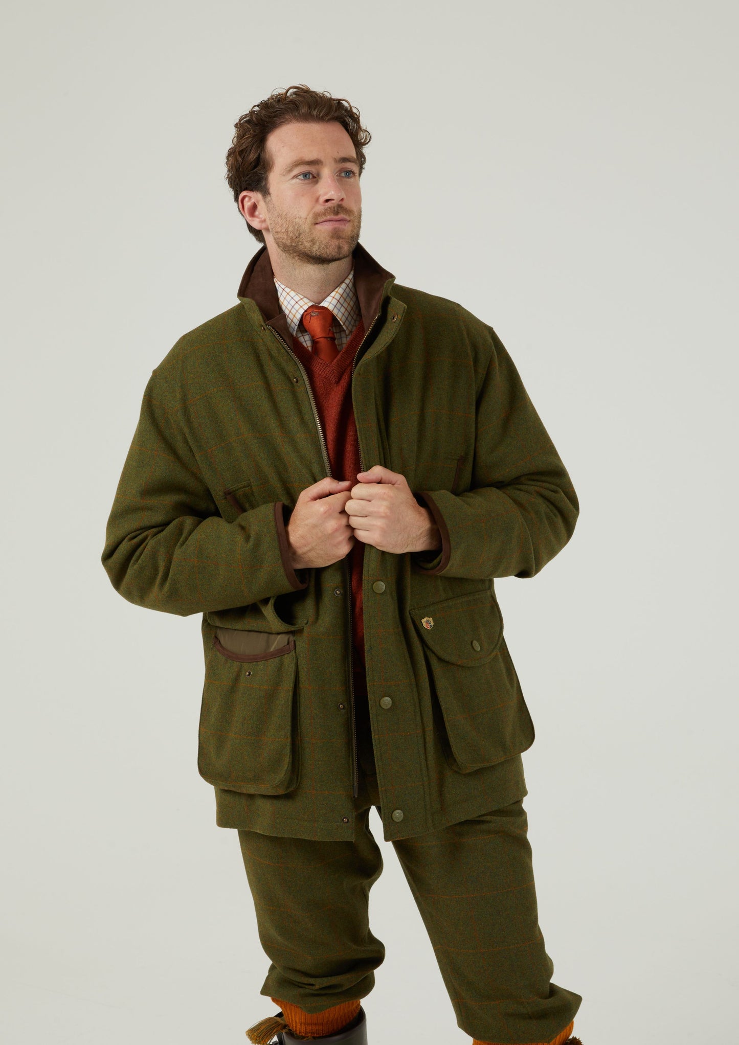 Combrook Men's Tweed Shooting Field Coat In Maple