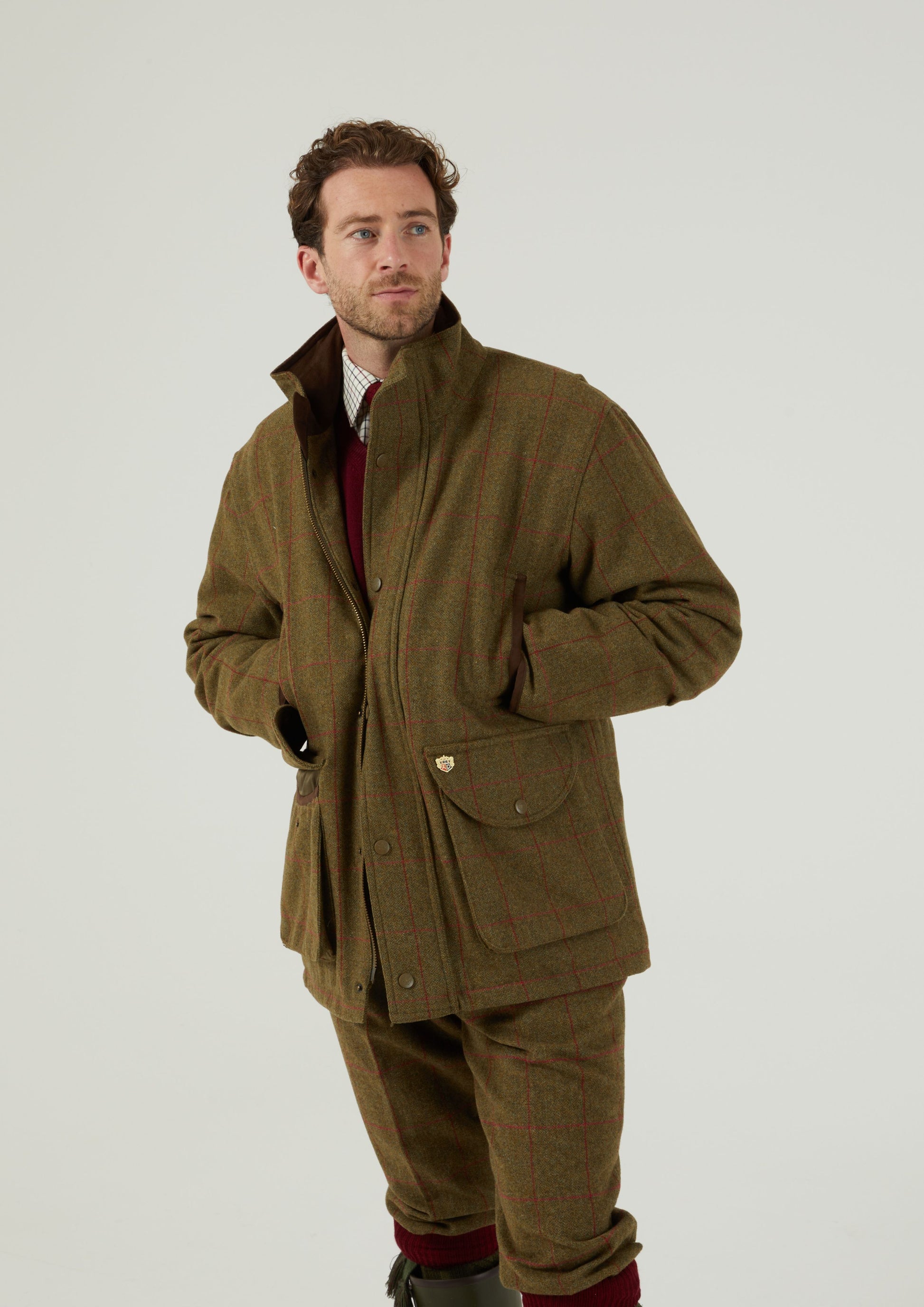 Combrook Men's Tweed Shooting Field Coat In Sage