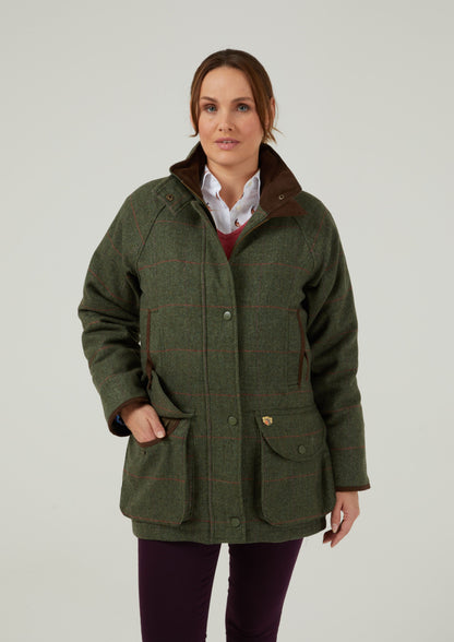 Combrook Ladies Tweed Shooting Coat In Heath