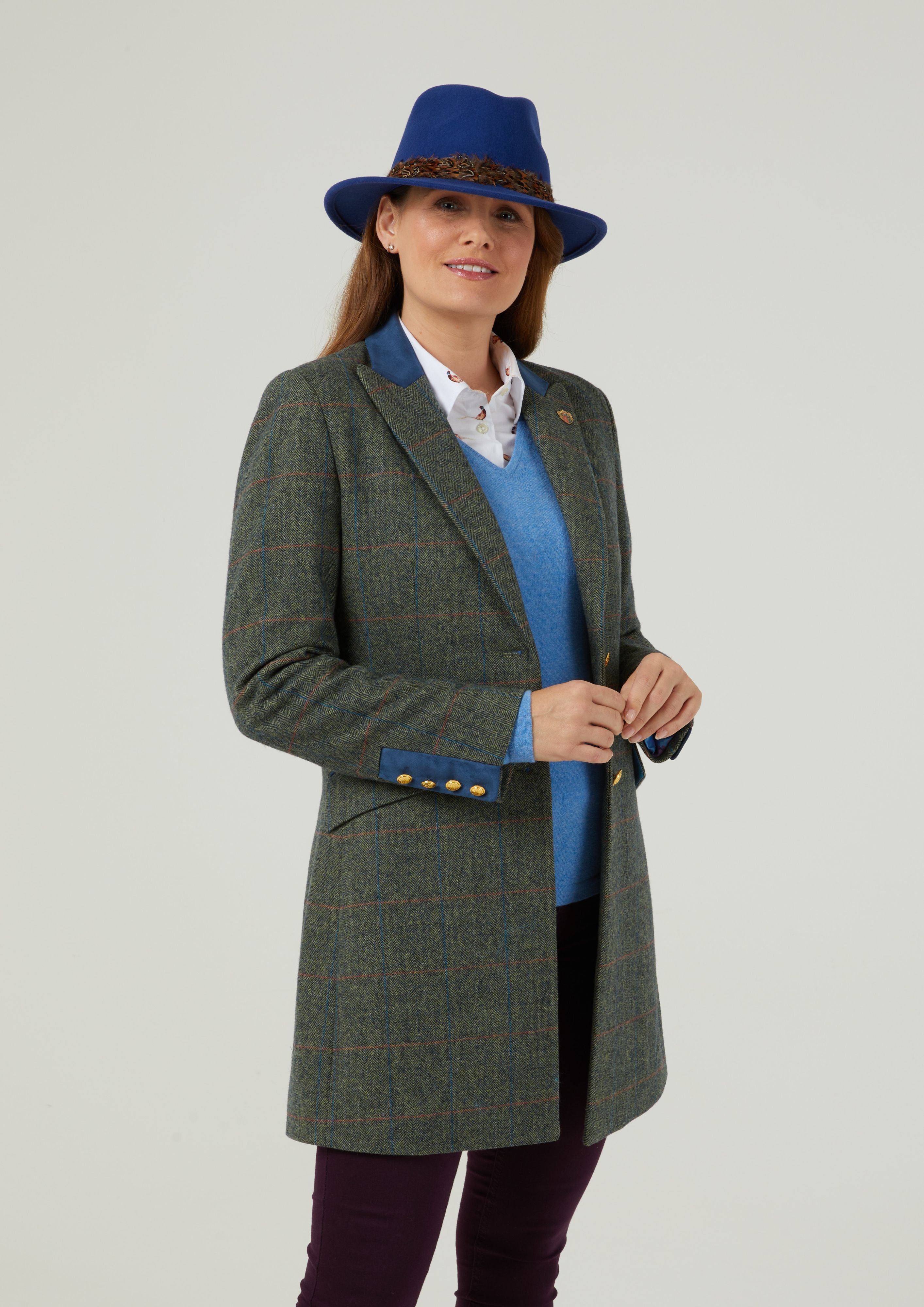 Combrook Ladies Mid Thigh Coat In Spruce Regular Fit