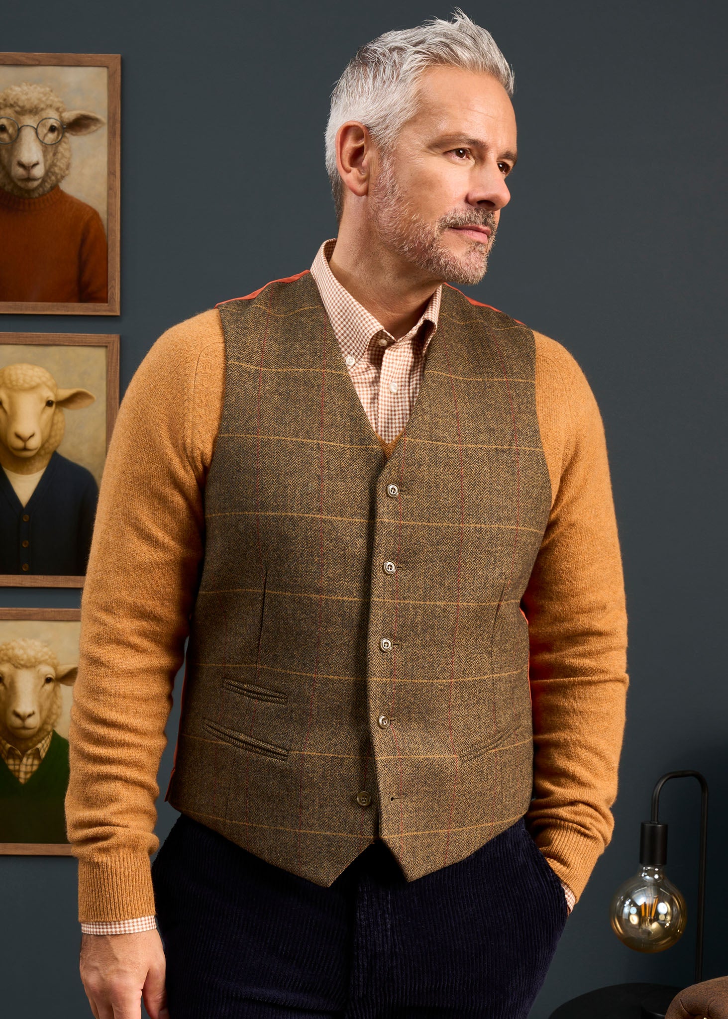 Combrook Men's Lined-Back Waistcoat In Teak – Alan Paine