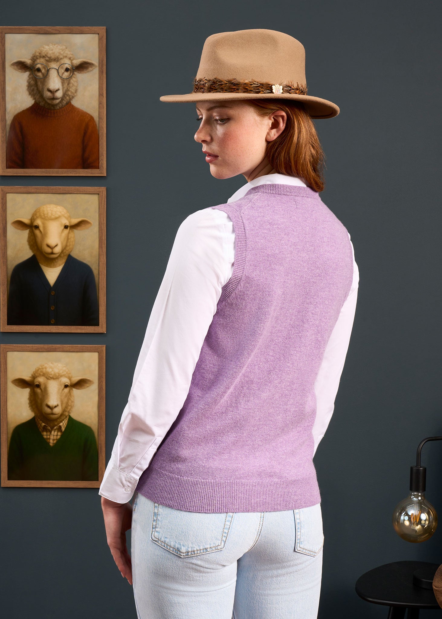 Erin Luxury Vee Neck Tank Top in Heather