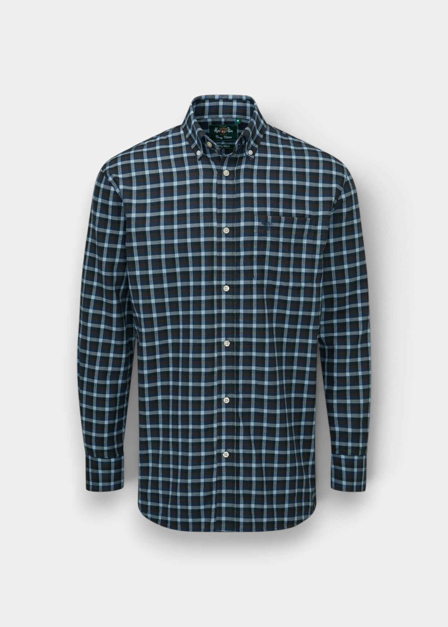 Ilkley Flannel Blue and Brown Check Shirt - Shooting Fit