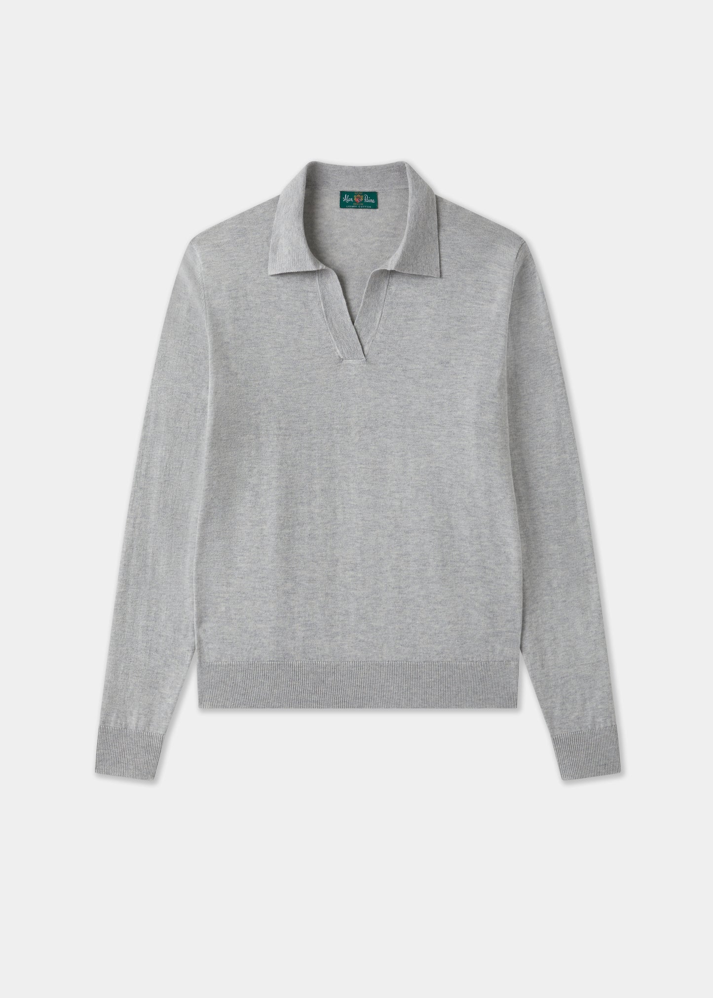 Ladies Cotton Cashmere Open Placket Jumper in Light Grey