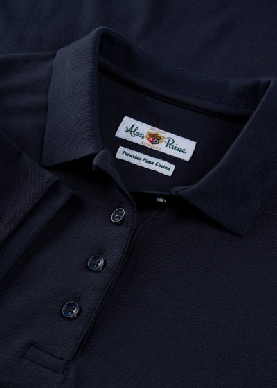 Ladies Cotton Pique Polo Shirt in Navy