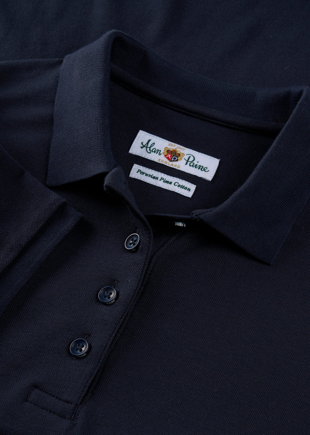 Ladies Cotton Pique Polo Shirt in Navy