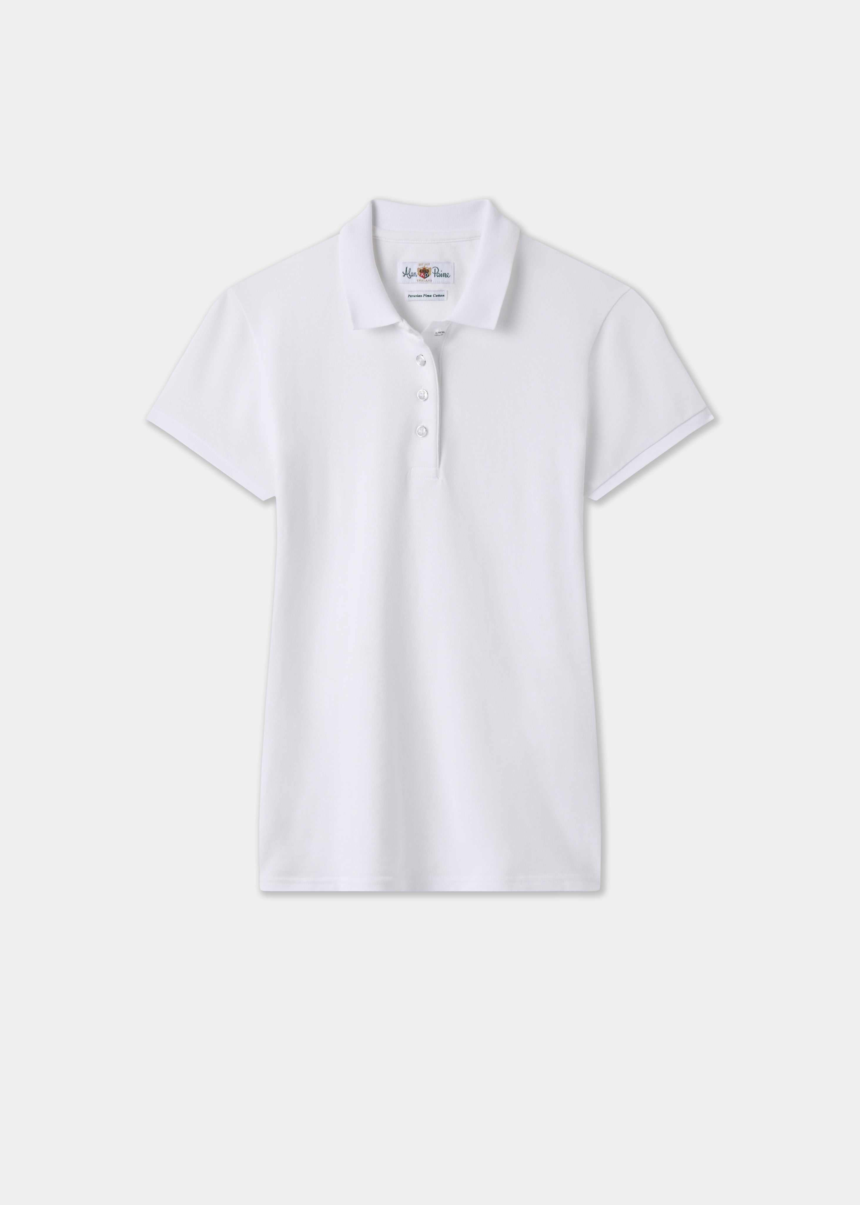Ladies Pique Polo Shirt In White – Alan Paine
