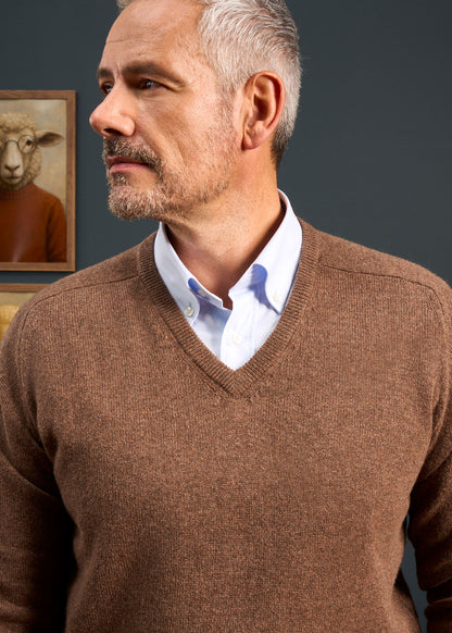 Hampshire Lambswool Jumper in Tobacco