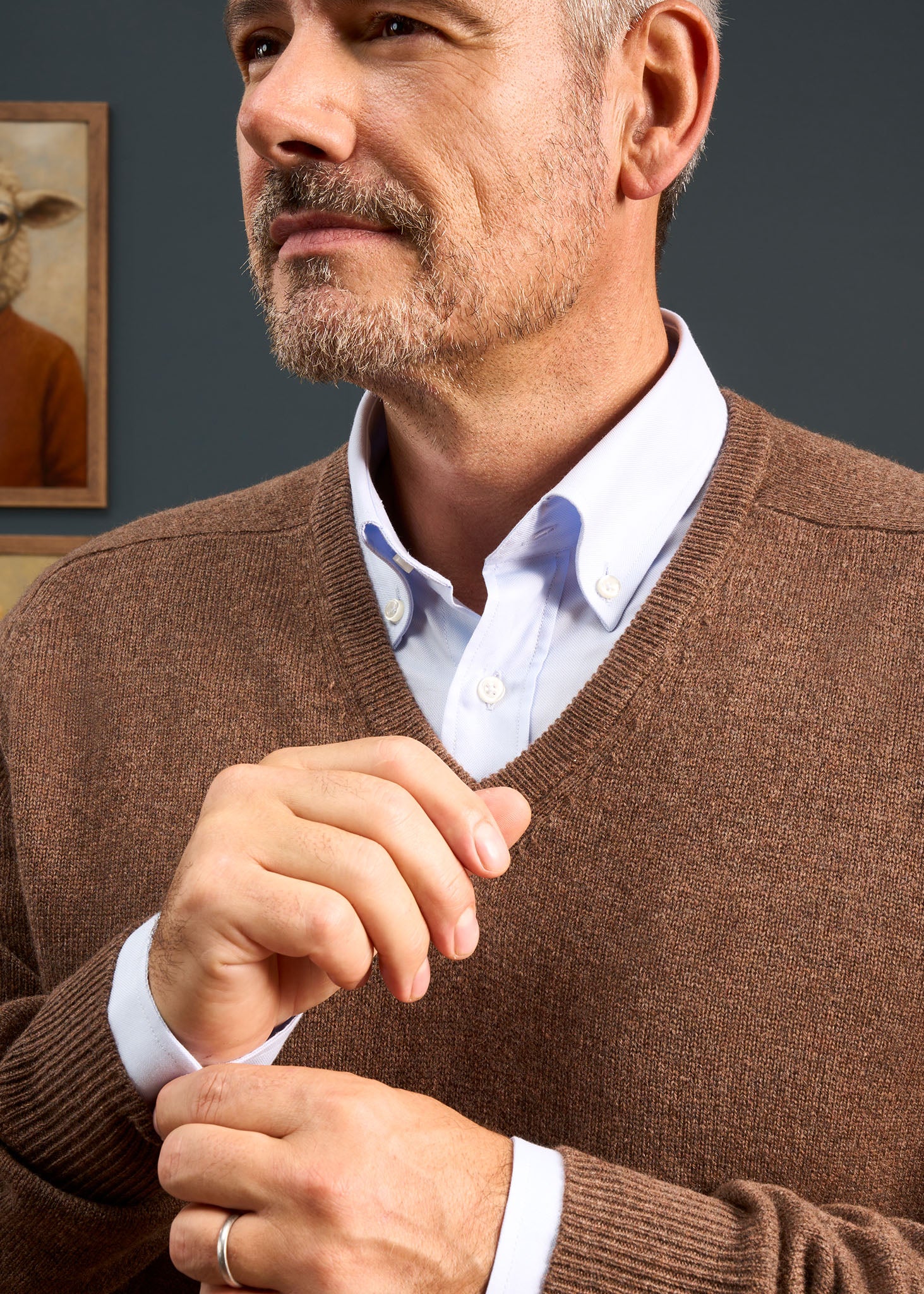 Hampshire Lambswool Jumper in Tobacco